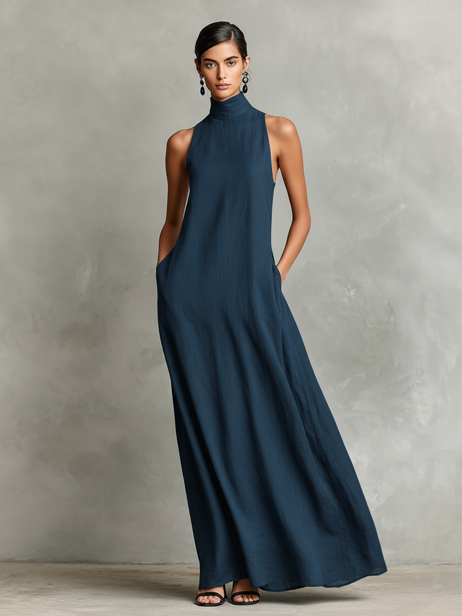 Chiara | Robe Maxi à Col Montant