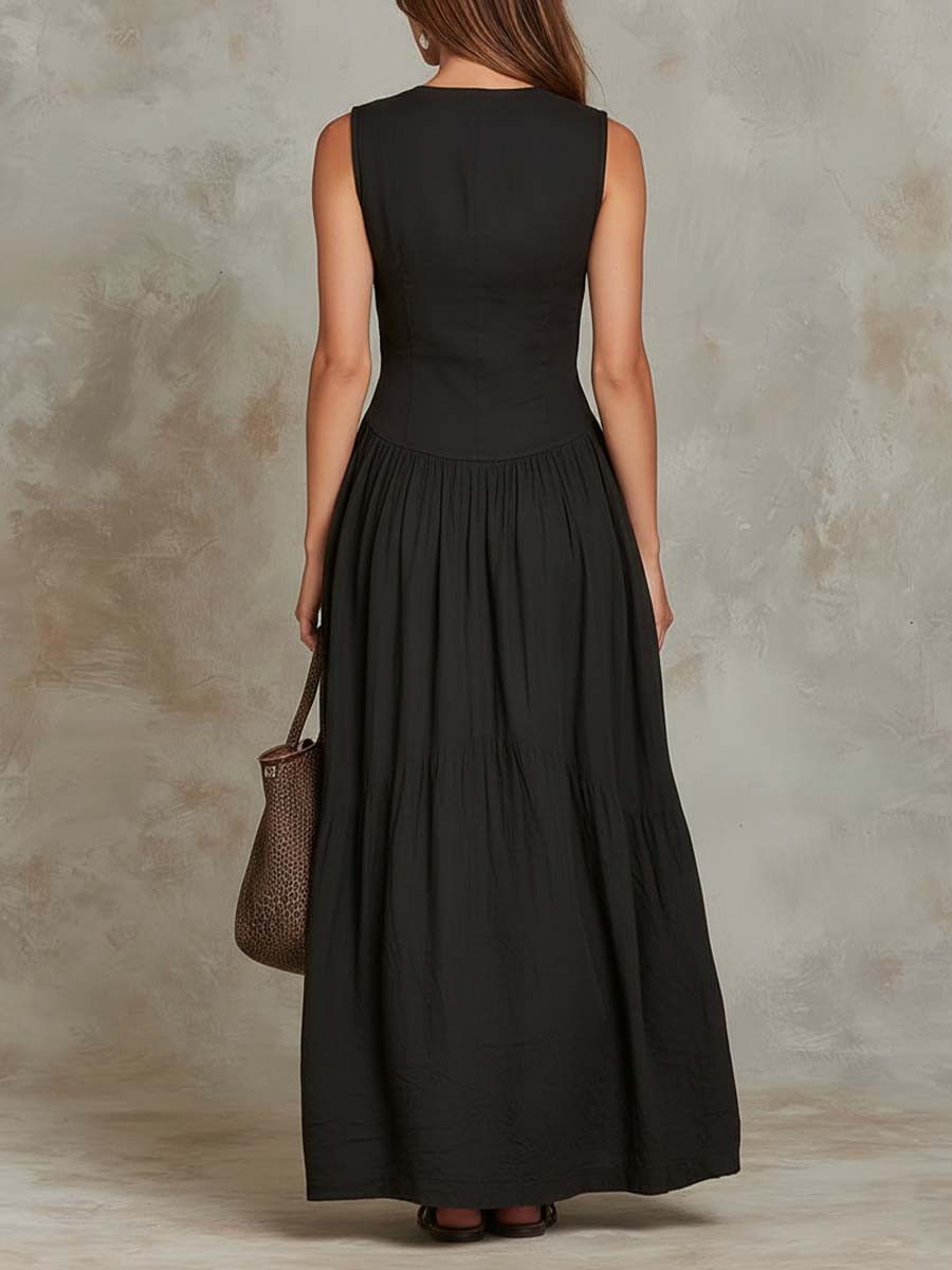Robe Longue Rétro à Poches