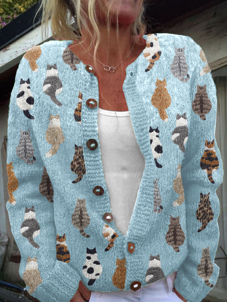 Lottara™ | Cardigan Imprimé Chat Douillet