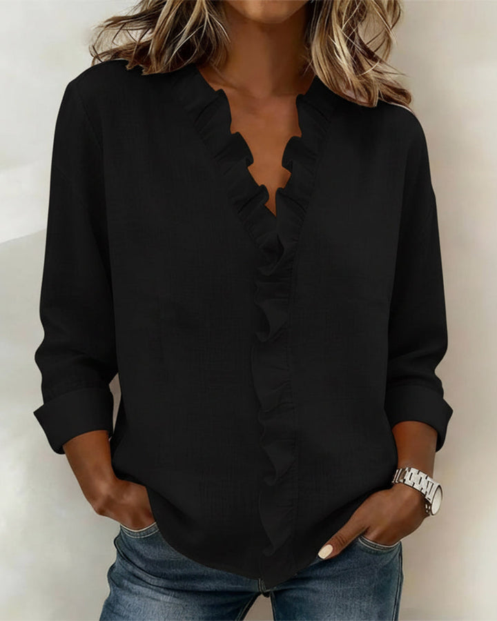 Chloé — Blouse Élégante à Volants et Col V
