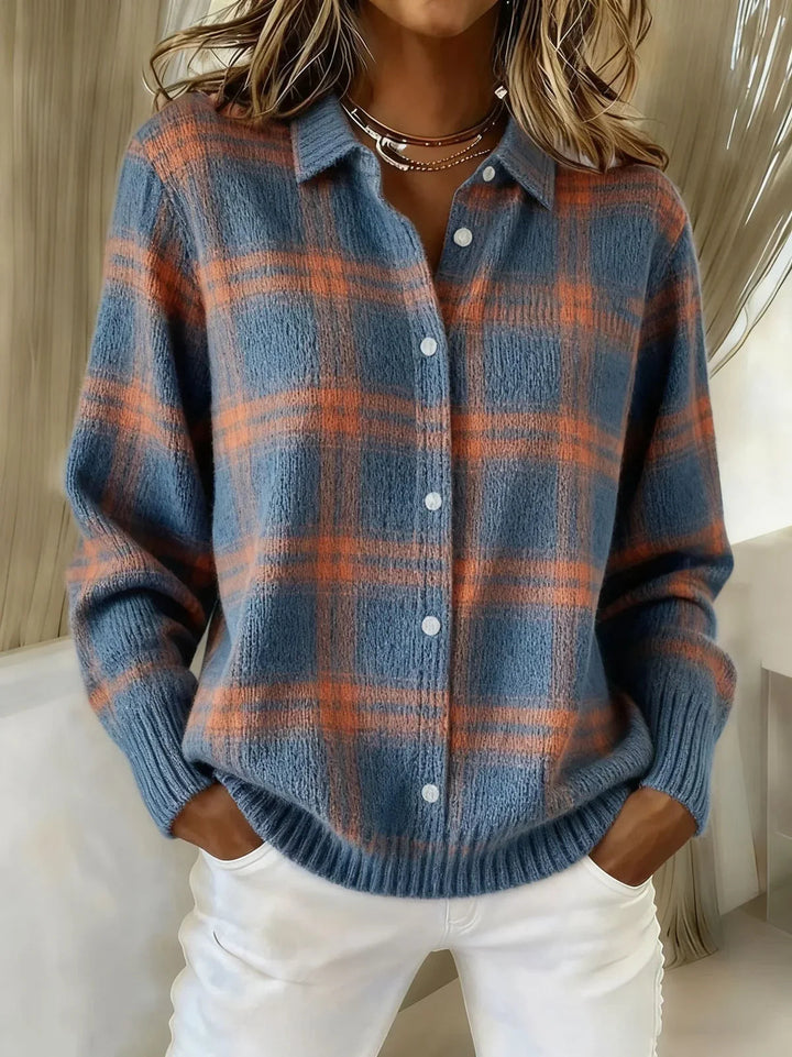 Camille™ | Cardigan à Carreaux