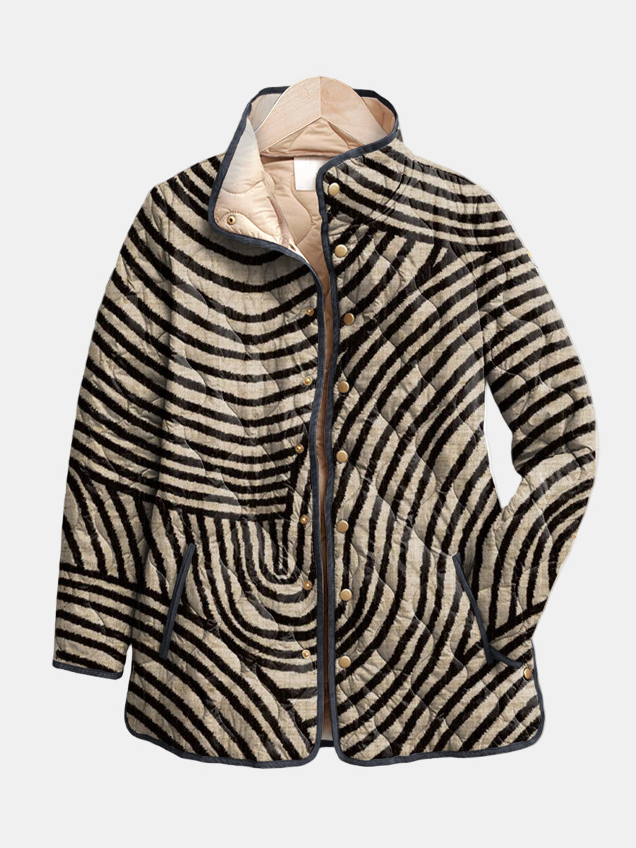 Inaya | Veste Matelassée Design Circulaire Dessinée à la Main Rétro