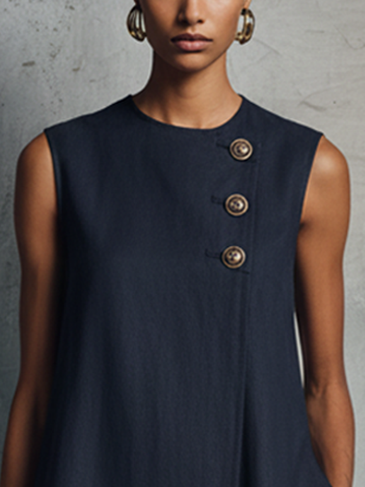 Luna | Robe Mini Sans Manches à Col Rond