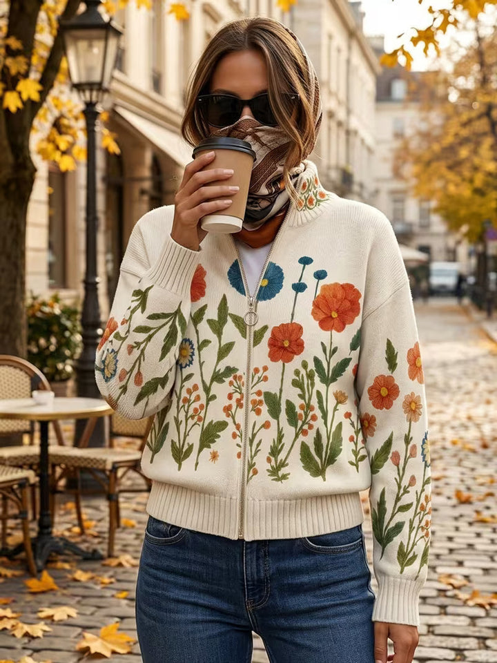 Wrenna™ | Cardigan zippé Prairie de Fleurs Sauvages