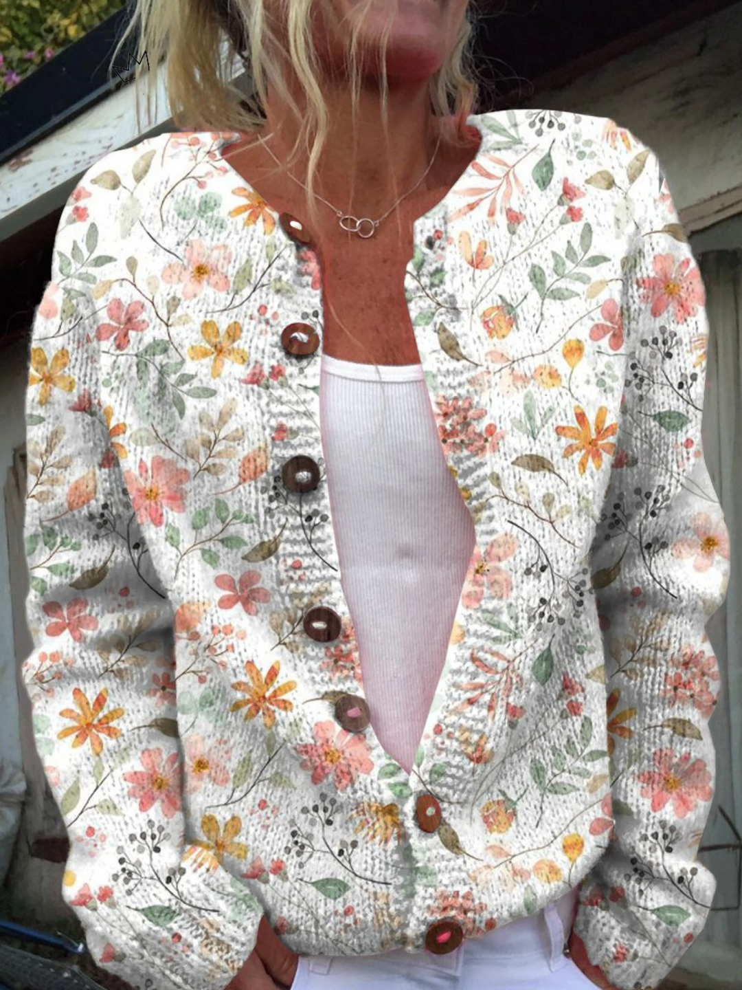 Trellis™ | Cardigan en Tricot Floral Vintage