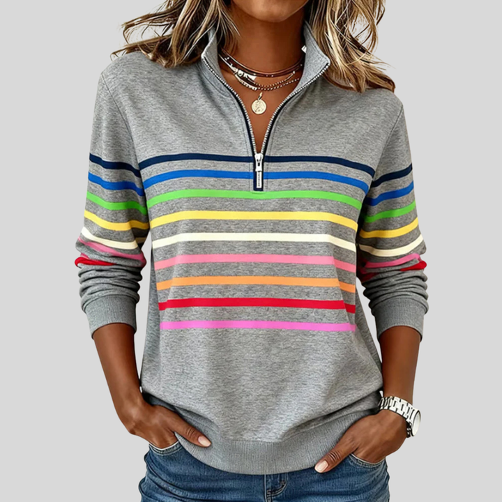 Corabelle | Sweat à col zippé rayé