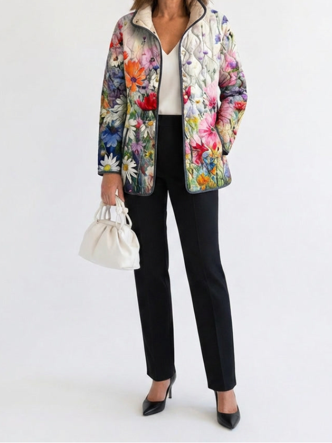 Kaia | Charmante Veste Matelassée à Imprimé Floral Vintage