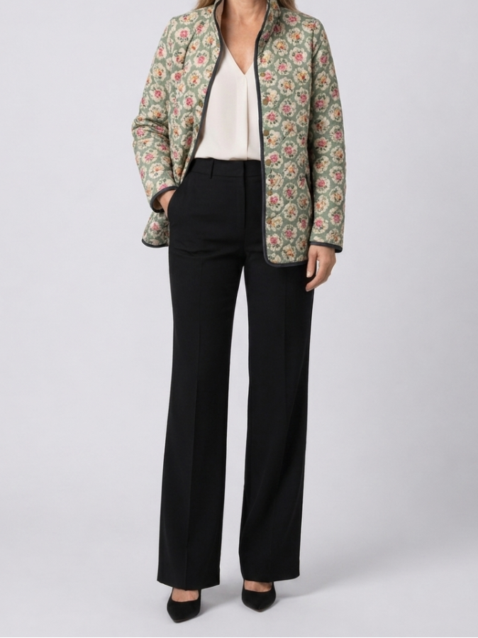 Aveline | Veste Matelassée avec Imprimé Floral Vintage