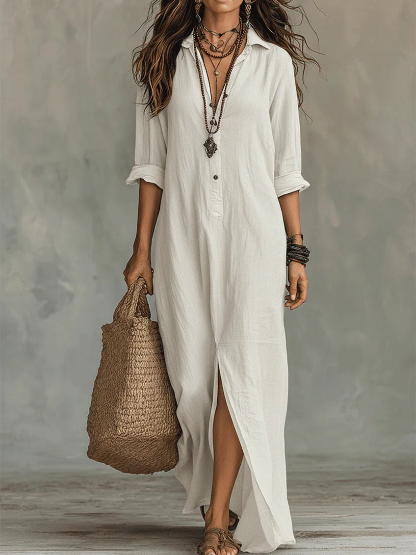 Soline | Robe Maxi Noire Longue avec Boutons