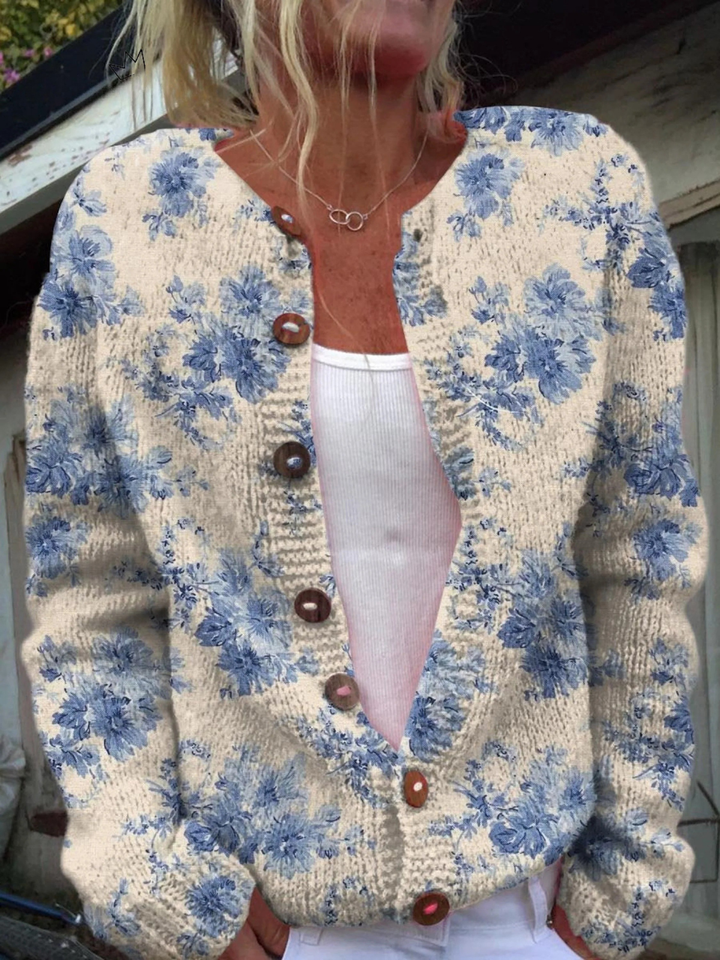 Ivorie™ | Cardigan en Tricot Floral Vintage
