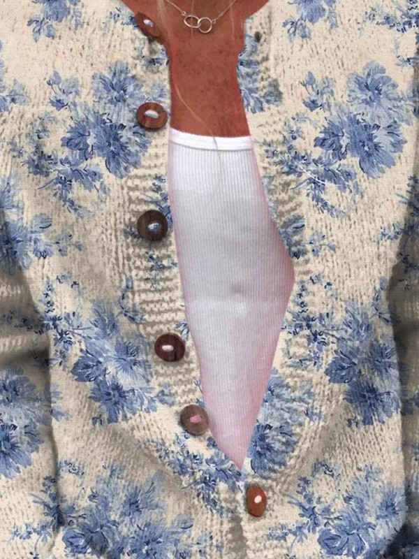 Ivorie™ | Cardigan en Tricot Floral Vintage
