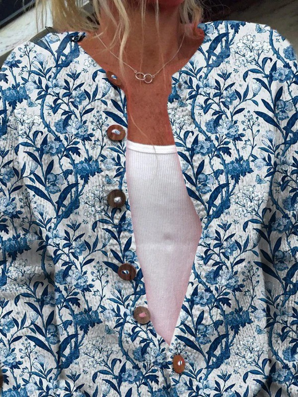 Novelle™ | Cardigan Vintage à Boutons Fleurs
