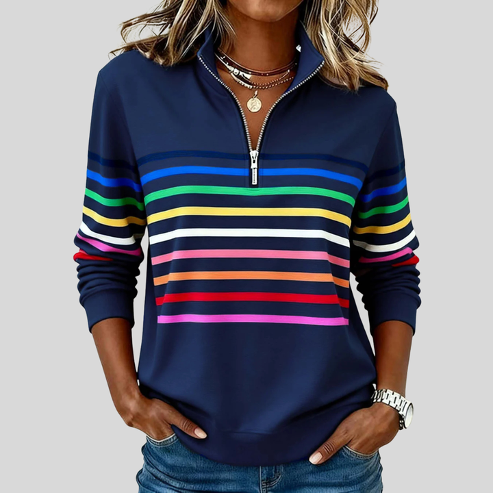 Corabelle | Sweat à col zippé rayé