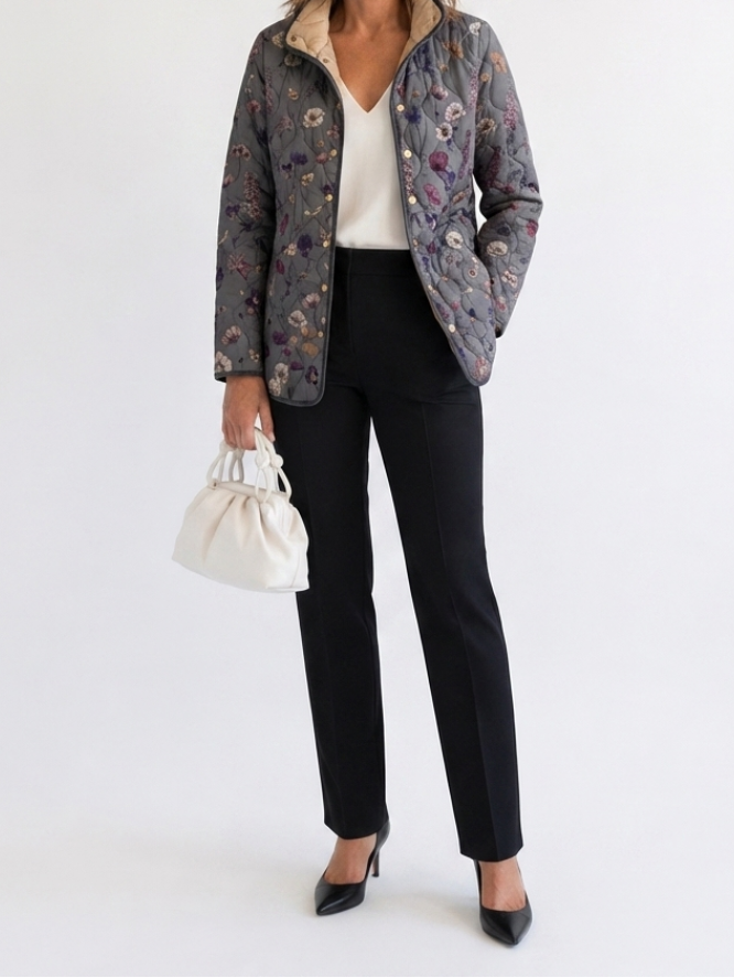 Niva | Veste Matelassée Imprimé Floral Vintage