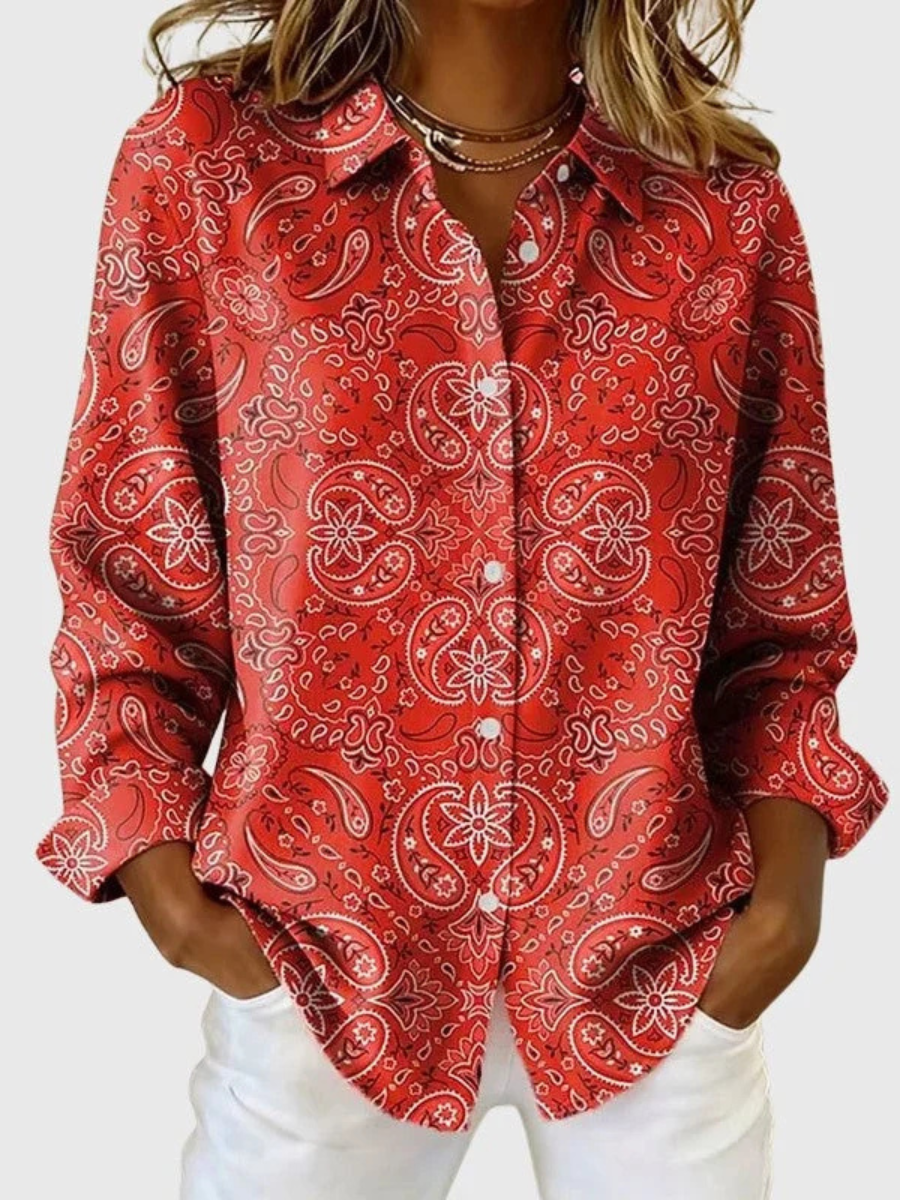 Katarina™ | Blouse Boutonnée Imprimé Paisley