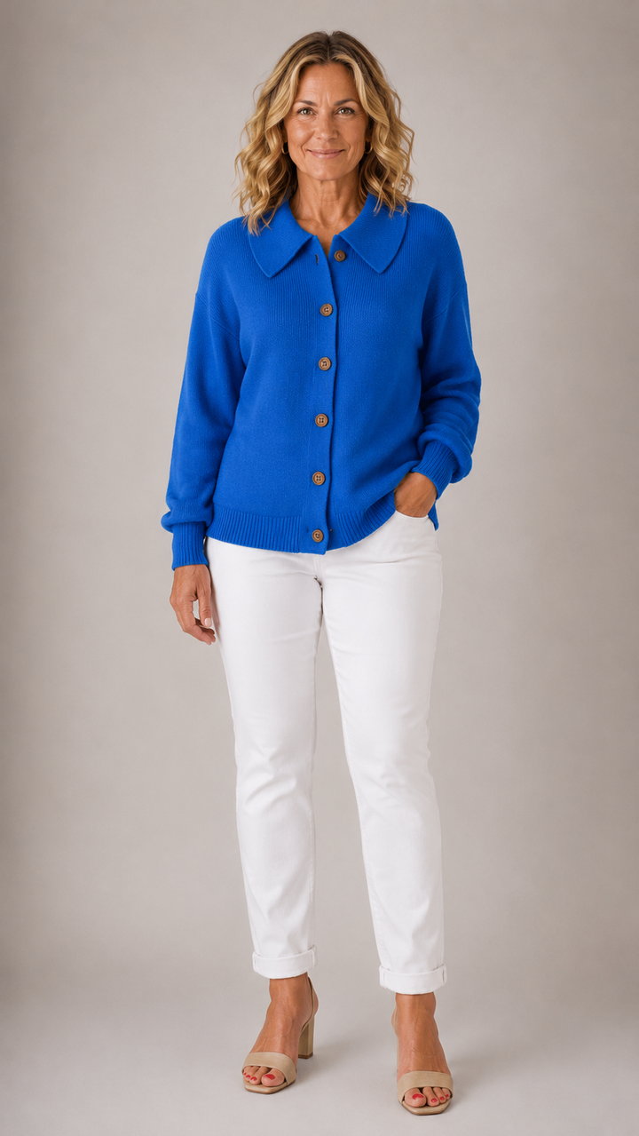 Amara™ | Cardigan Tricoté Classique à Col pour Femme