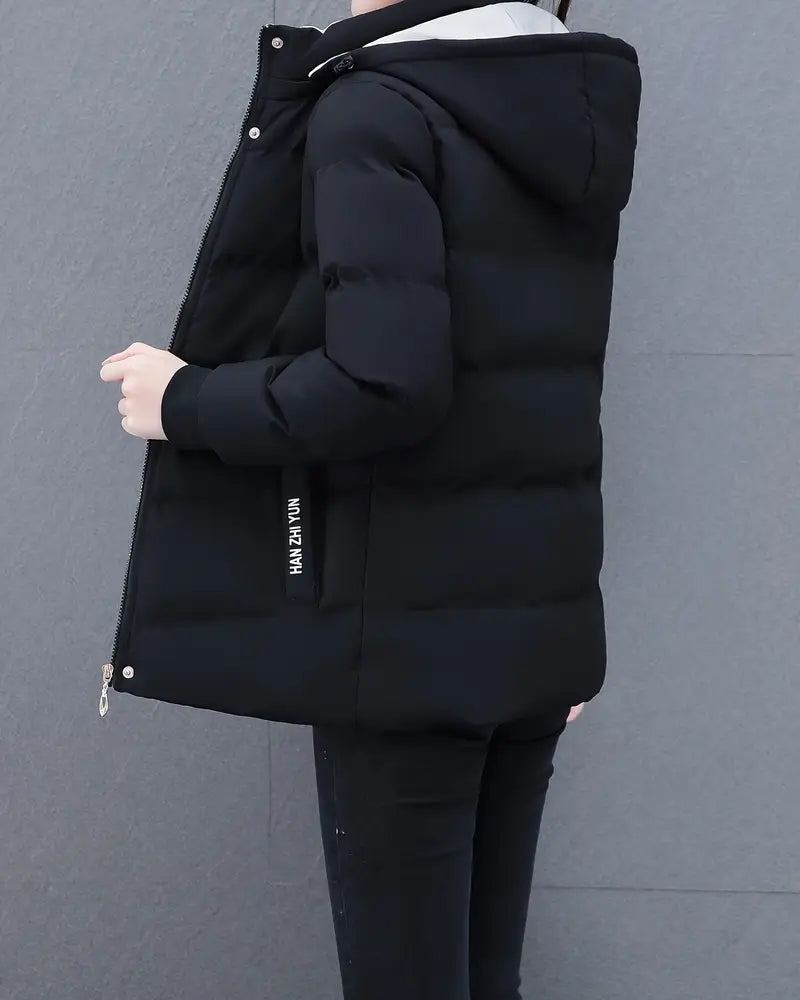 Veste décontractée couleur unie chaude à capuche