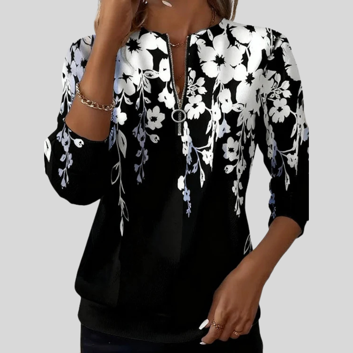 Sheila | Sweat à col zippé floral