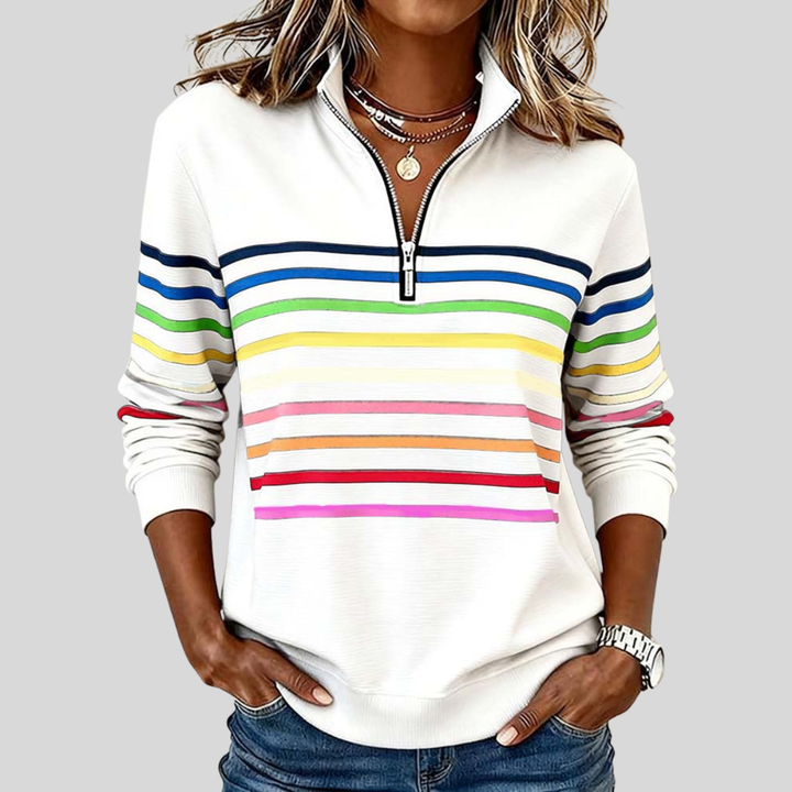 Corabelle | Sweat à col zippé rayé