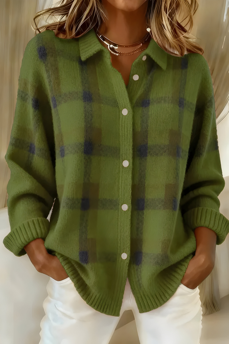 Camille™ | Cardigan à Carreaux