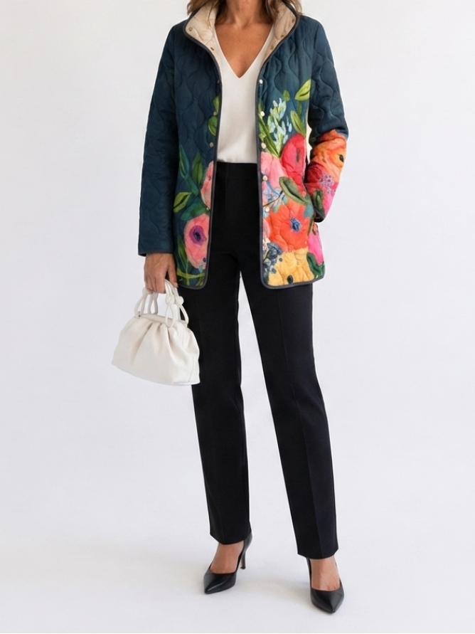 Amaya | Veste Matelassée Imprimé Floral Vintage