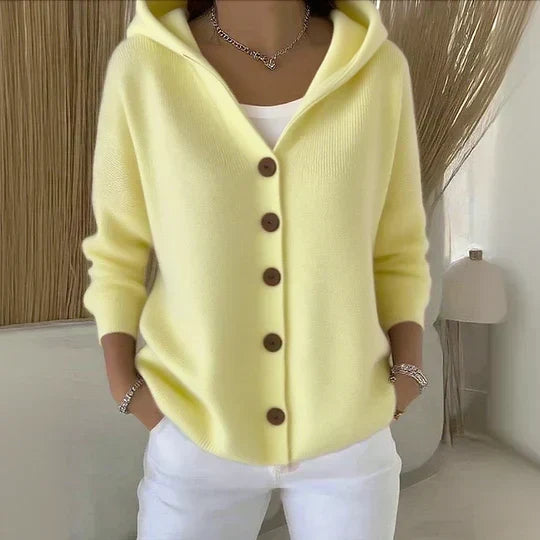 Darienne™ | Cardigan en tricot à capuche et à boutons