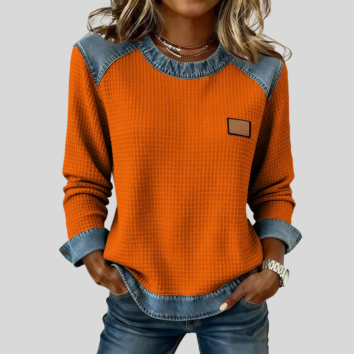 Marlisa | Sweat à col contrasté texturé