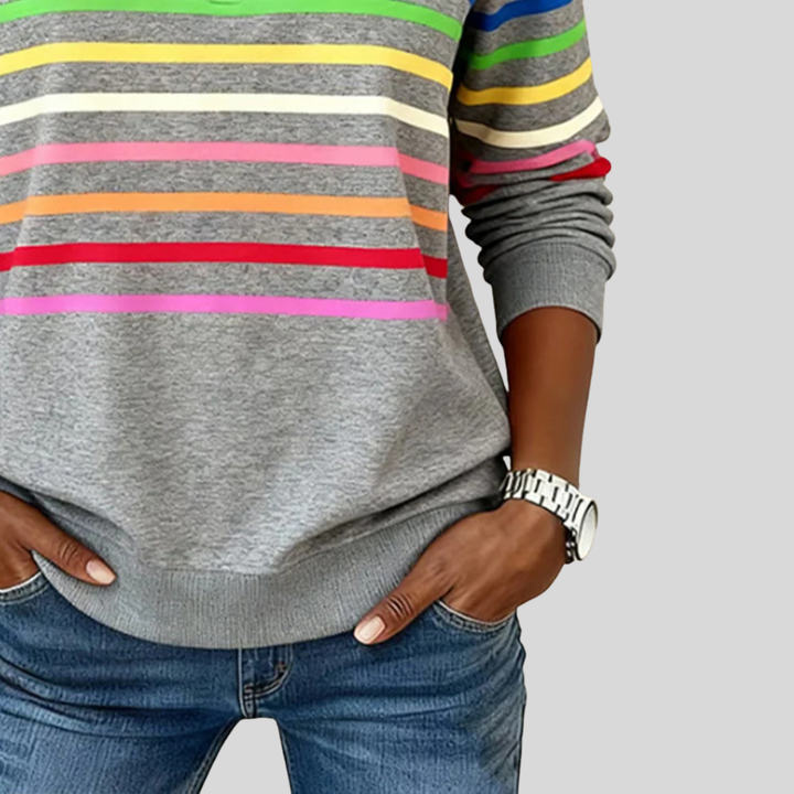 Corabelle | Sweat à col zippé rayé