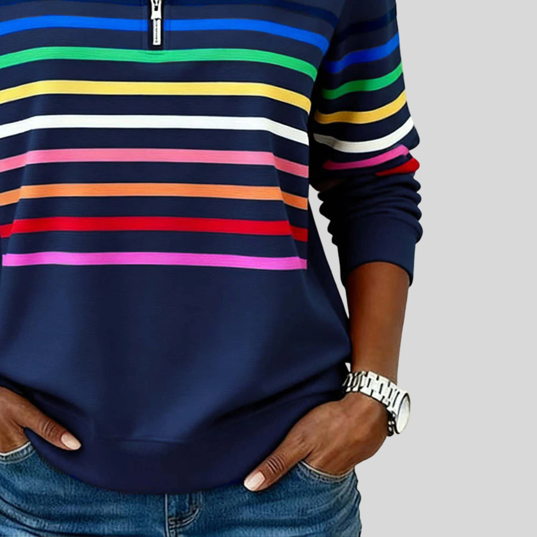 Corabelle | Sweat à col zippé rayé