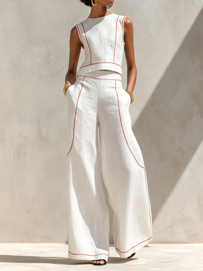 Victoria | Ensemble Top Sans Manches & Pantalon Large