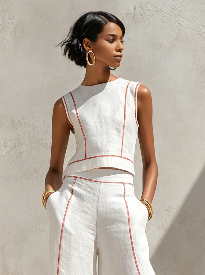 Victoria | Ensemble Top Sans Manches & Pantalon Large