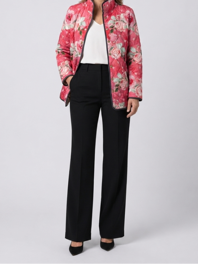 Freya | Charmante Veste Matelassée à Imprimé Floral Rose