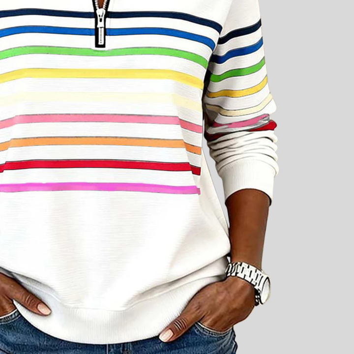 Corabelle | Sweat à col zippé rayé