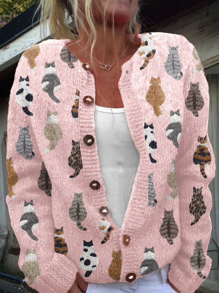 Lottara™ | Cardigan Imprimé Chat Douillet