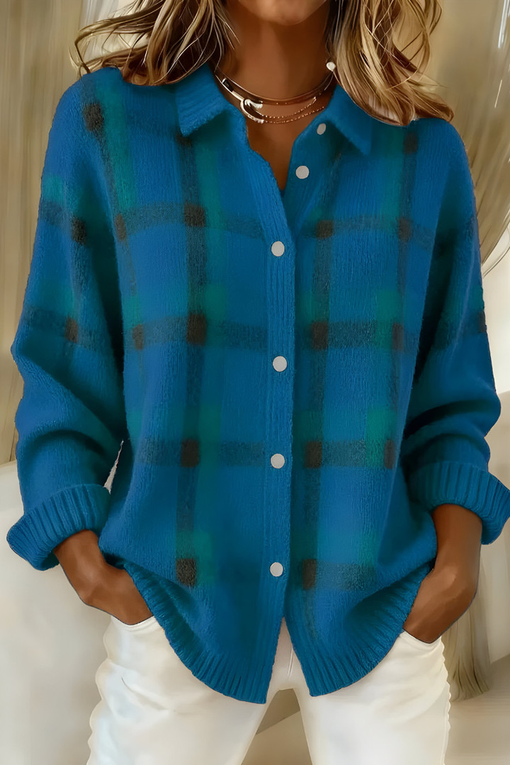 Camille™ | Cardigan à Carreaux