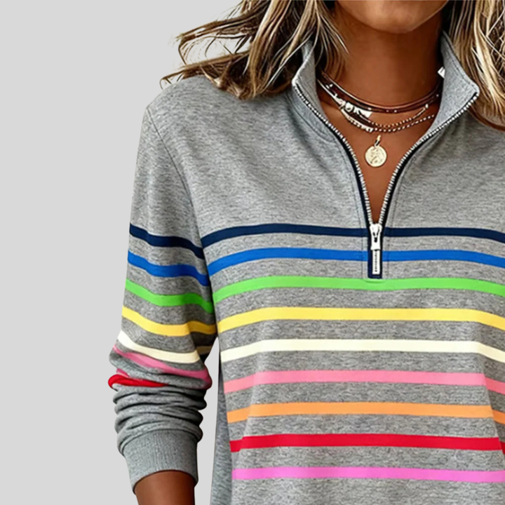 Corabelle | Sweat à col zippé rayé