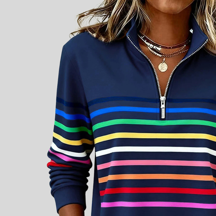 Corabelle | Sweat à col zippé rayé