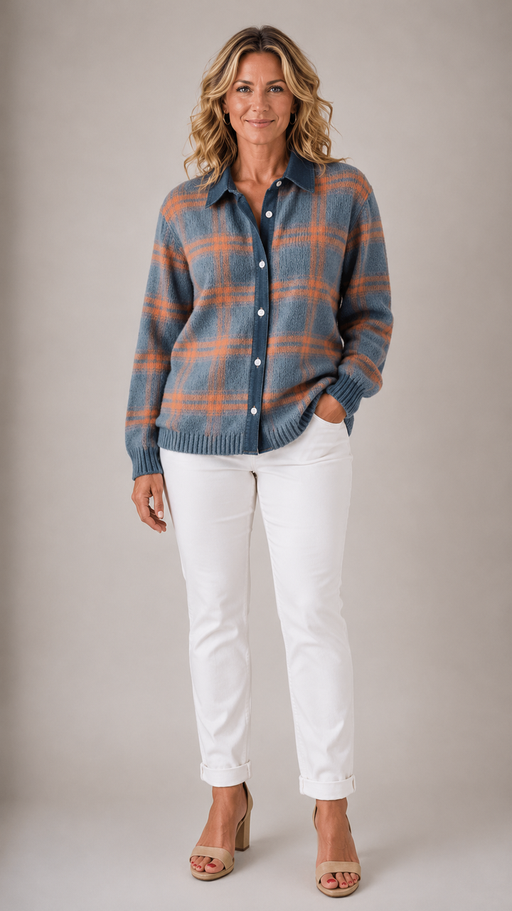 Haley™ | Cardigan en Tricot à Carreaux pour Femmes