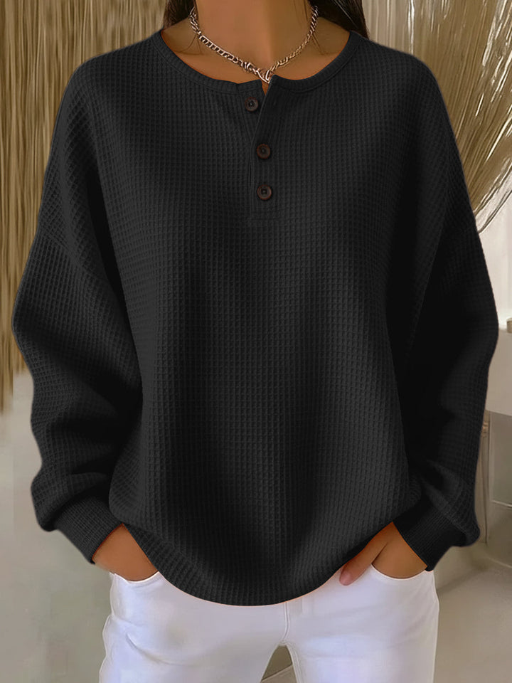 Mirabel™ | Sweat-shirt Henley Waffle Confortable