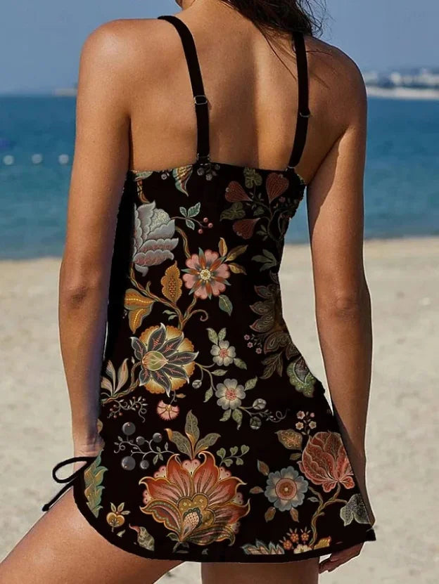 Fiesta – Tankini graphique fleuri avec short, effet ventre plat