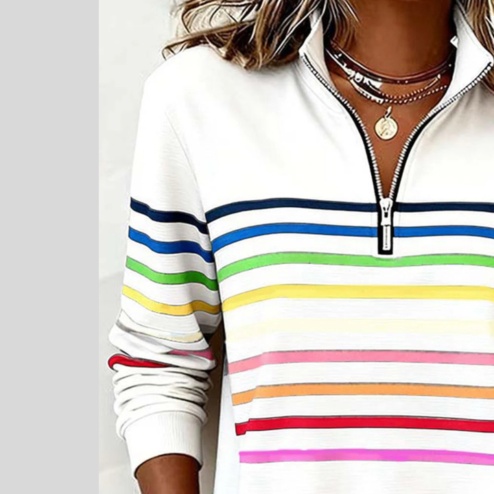 Corabelle | Sweat à col zippé rayé