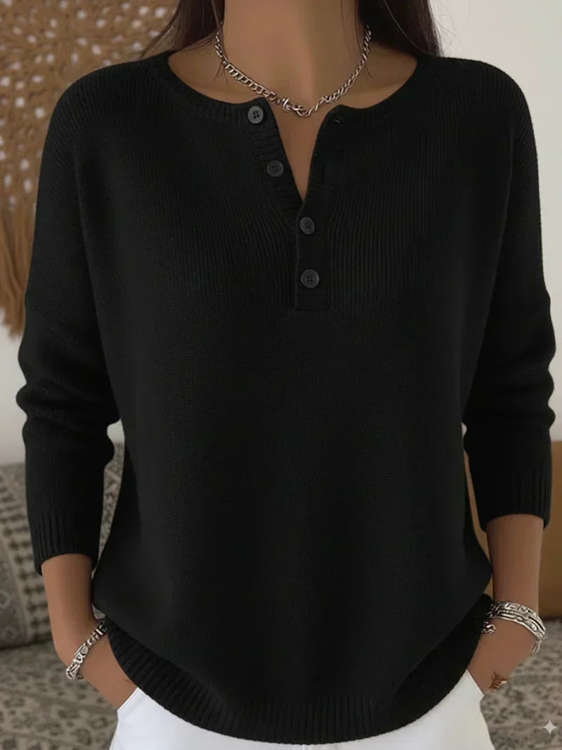 Helena™ | Pull en maille à boutons Henley