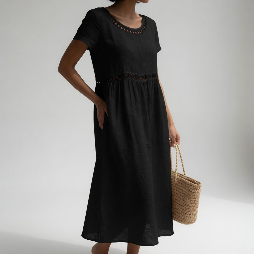 Pernelle | Robe Mi-Longue Brodée Élégante