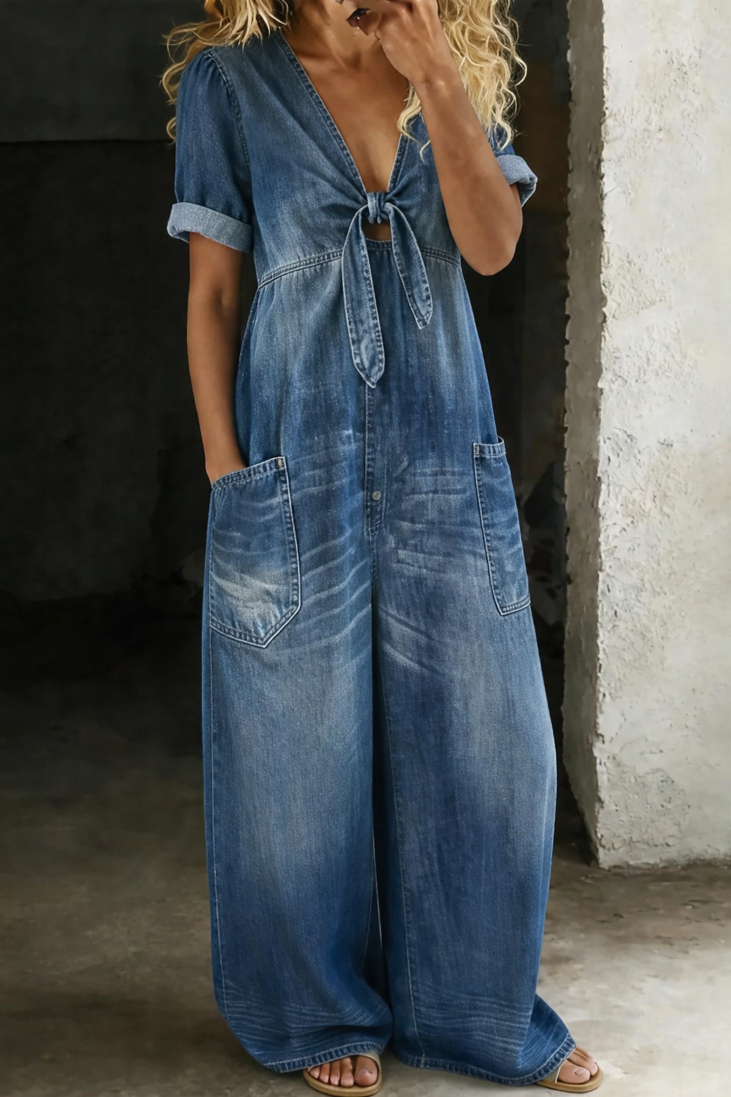 Maya | Combinaison denim col V
