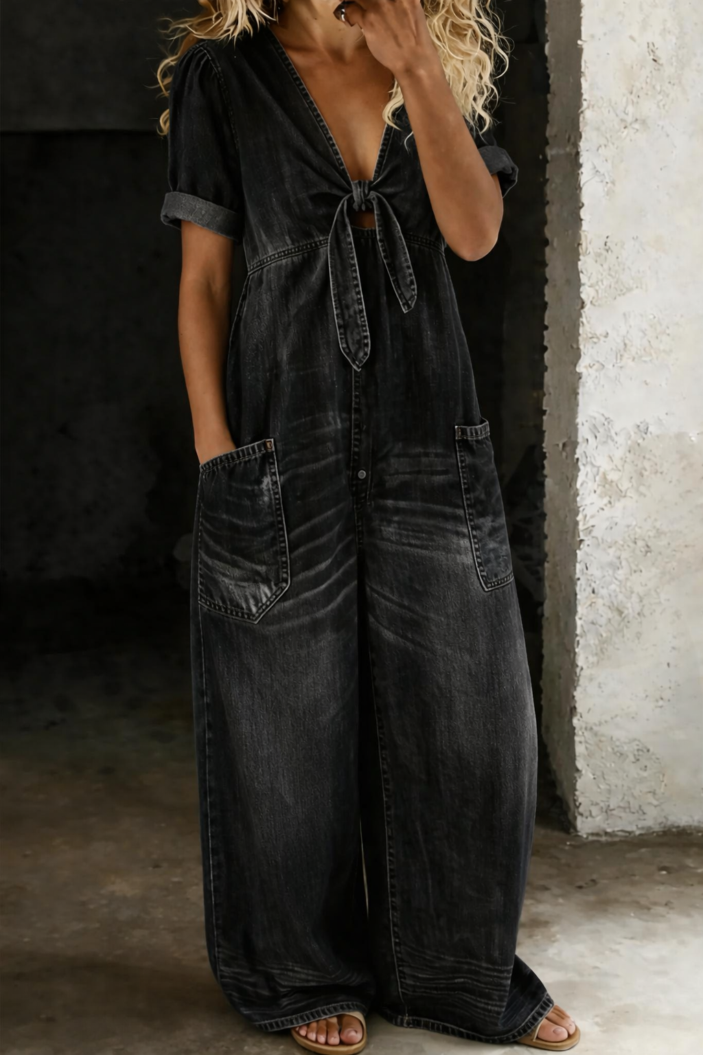 Maya | Combinaison denim col V