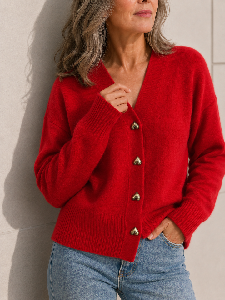 Hazel™ | Cardigan à Boutons en Forme de Cœur pour Femmes
