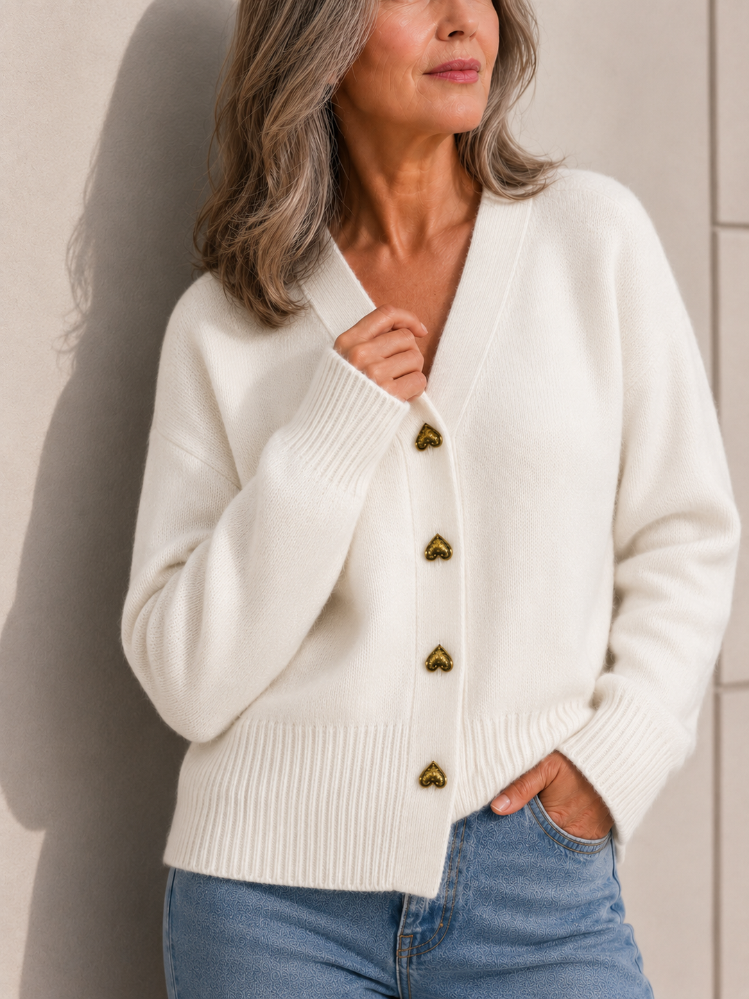Hazel™ | Cardigan à Boutons en Forme de Cœur pour Femmes