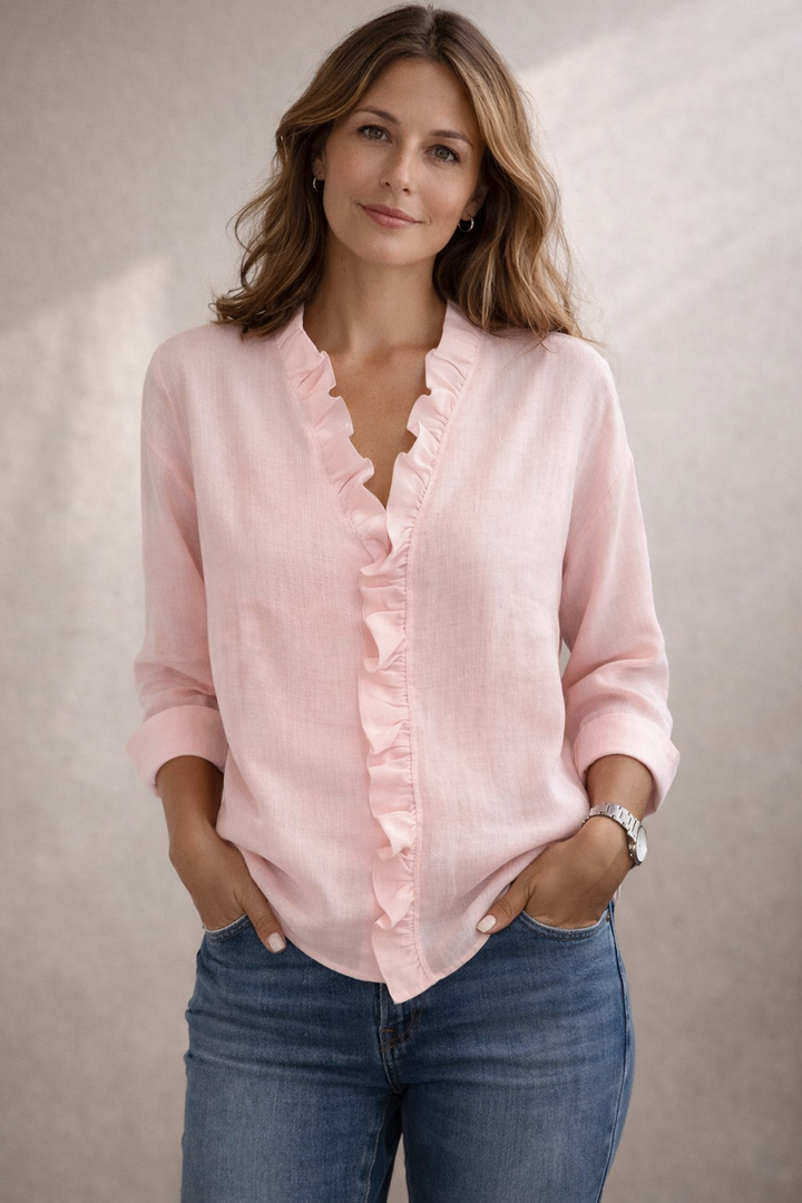 Chloé — Blouse Élégante à Volants et Col V