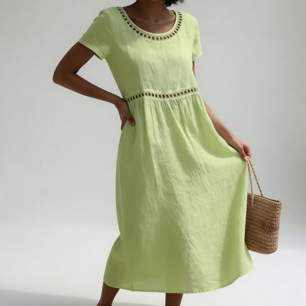 Pernelle | Robe Mi-Longue Brodée Élégante