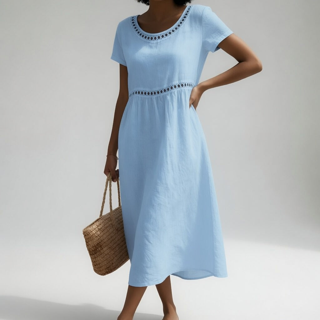 Pernelle | Robe Mi-Longue Brodée Élégante